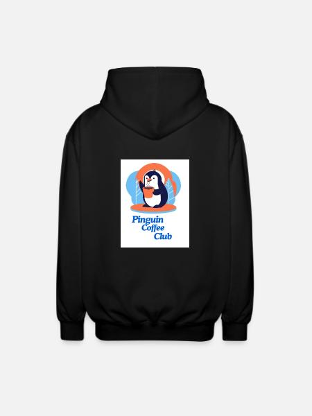 Penguin Coffee Club - Unisex Hooded Jacket - black