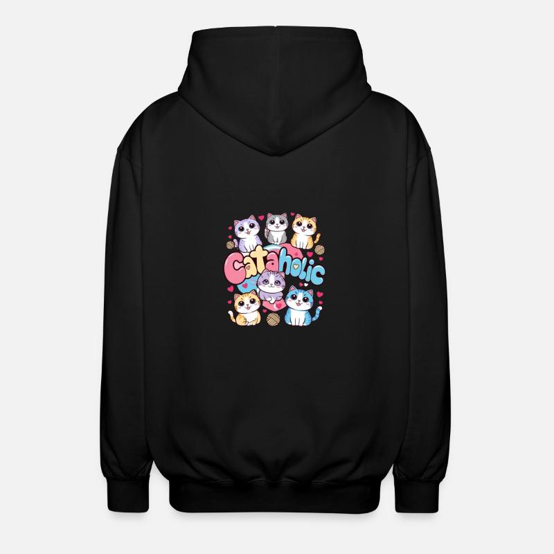 Chat chaton dessin animé cadeau - Veste à capuche unisexe - noir