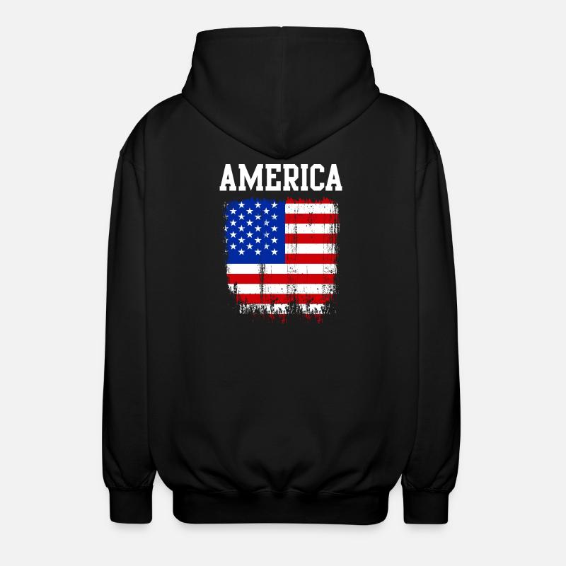 Graphique du drapeau américain vieilli - Veste à capuche unisexe - noir