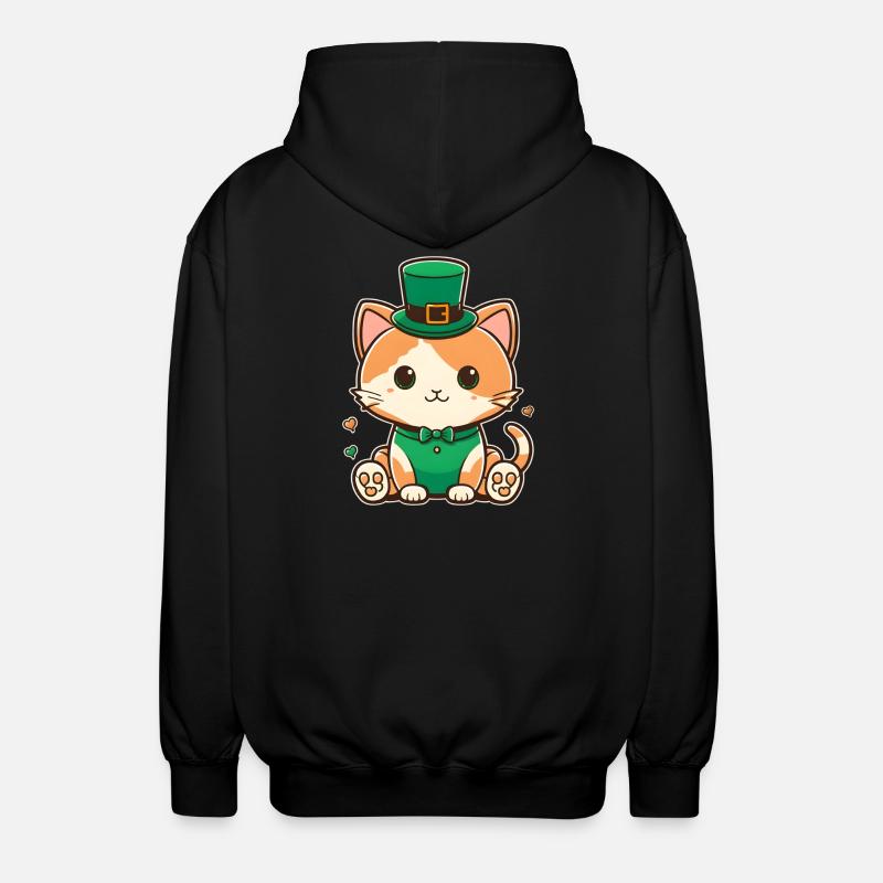 Chaton leprechaun en vert - Veste à capuche unisexe - noir