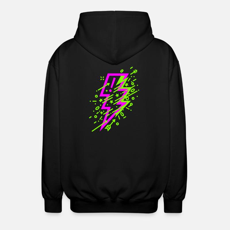 Lebendige kosmische Blitze in Neon - Unisex Kapuzenjacke - Schwarz