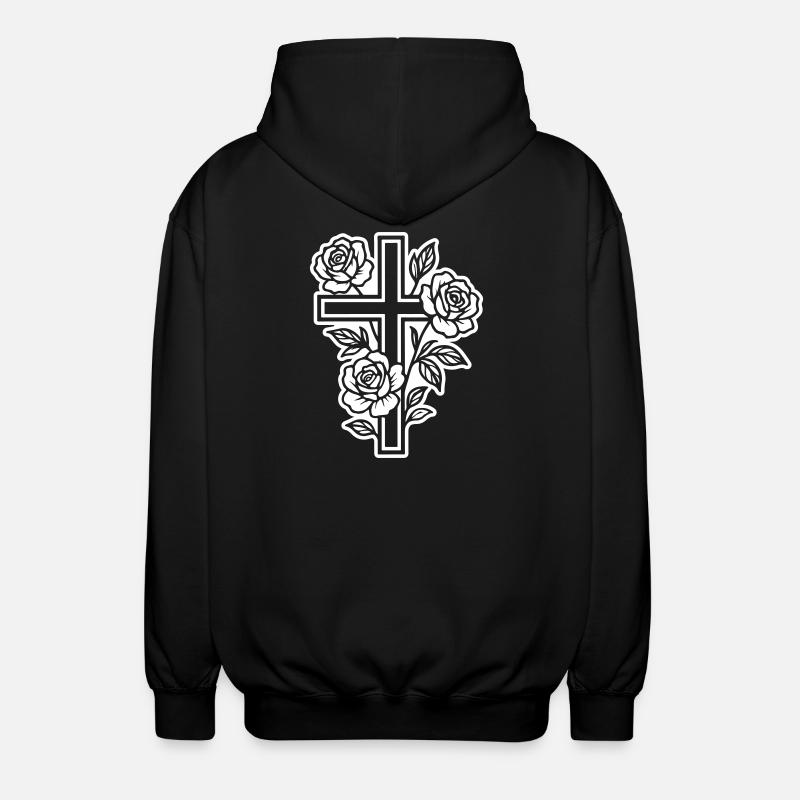 Fleurs à symbole de croix - Veste à capuche unisexe - noir