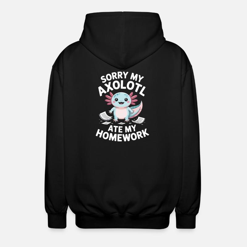 Axolotl Ate My Homework - Unisex Hooded Jacket - black