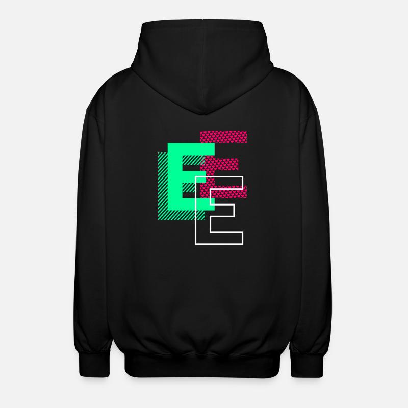 Anfangsbuchstabe E Design Geschenk - Unisex Kapuzenjacke - Schwarz