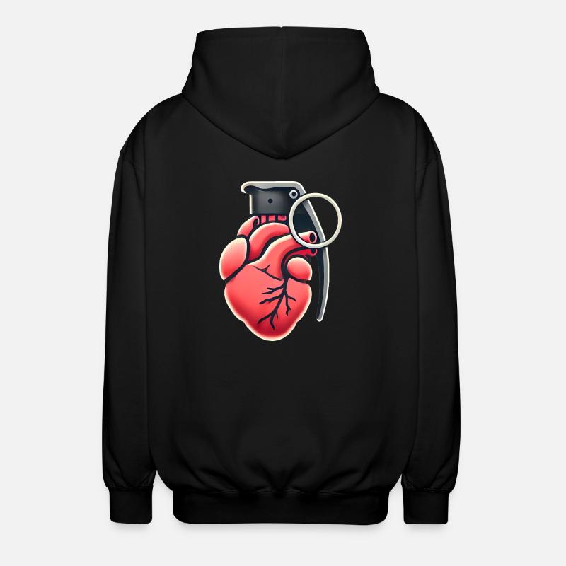 Explosive Herzgranate Design - Unisex Kapuzenjacke - Schwarz