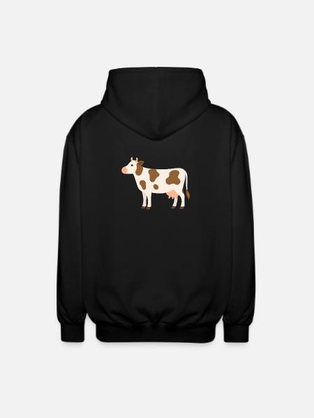 Pastel Cow with Brown Spots - Unisex Hooded Jacket - black