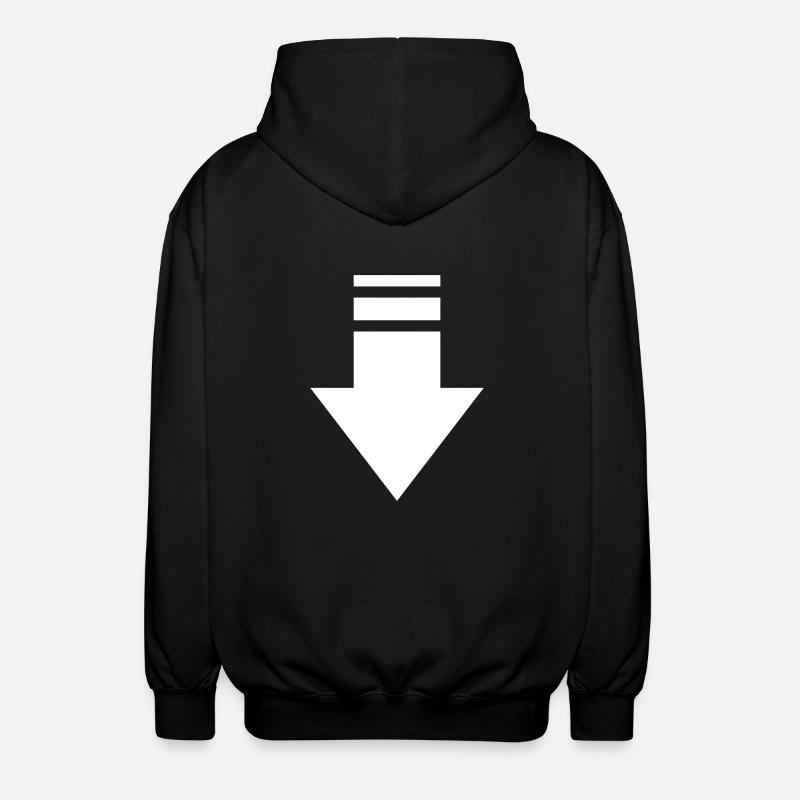 white arrow - Unisex Hooded Jacket - black