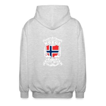 Norge - Norvège - Norvège - Veste à capuche unisexe - gris clair chiné - Dos - AI Model Male 185 light (185cm)