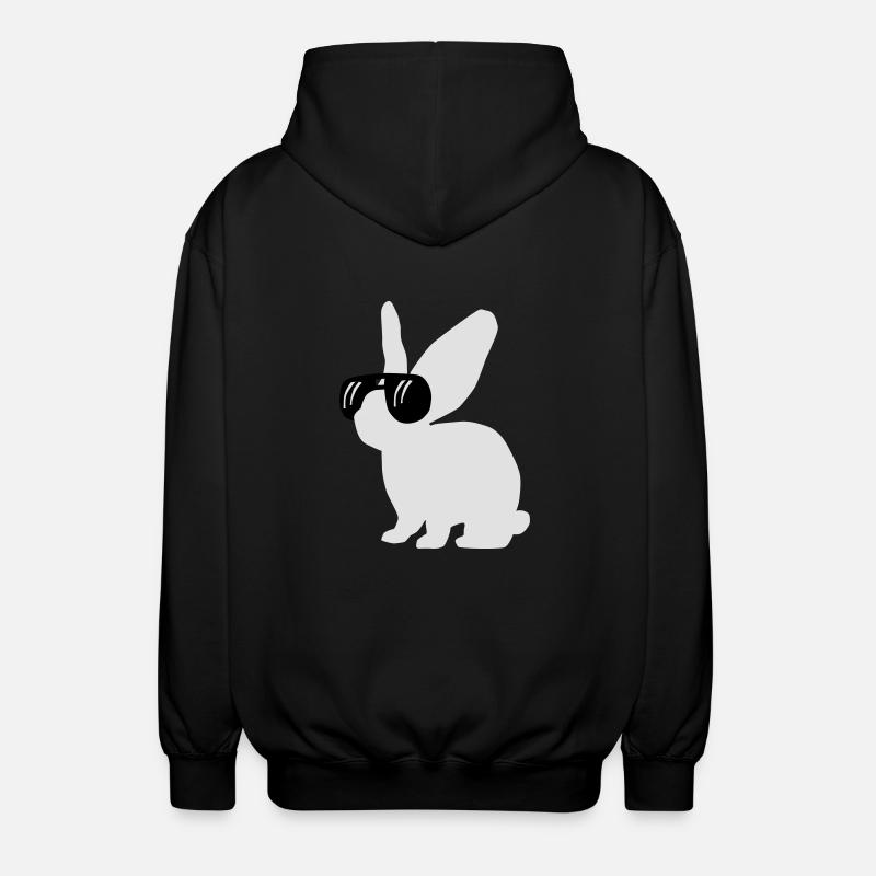 Hase mit Brille - Unisex Kapuzenjacke - Schwarz