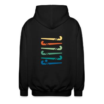 Hockeyschläger bunt - Unisex Kapuzenjacke - Schwarz - Hinten - AI Model Male 185 light (185cm)