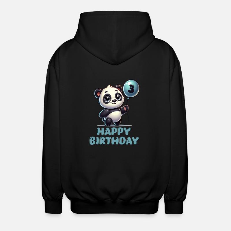 Panda Comic Balloon Birthday 3 - Unisex Hooded Jacket - black