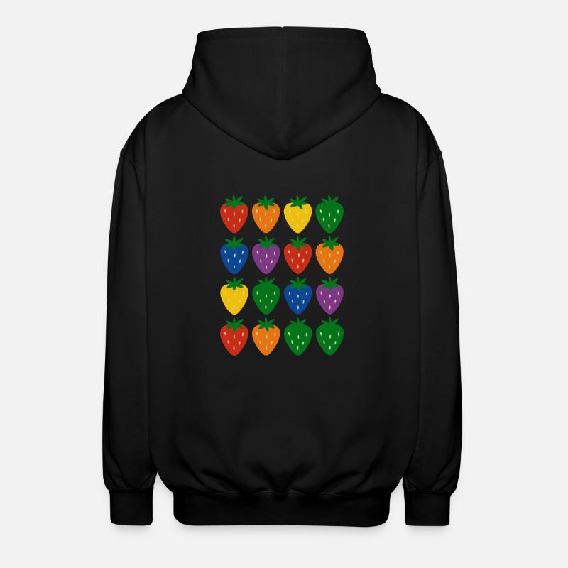 Buntes Regenbogen-Erdbeermuster - Unisex Kapuzenjacke - Schwarz