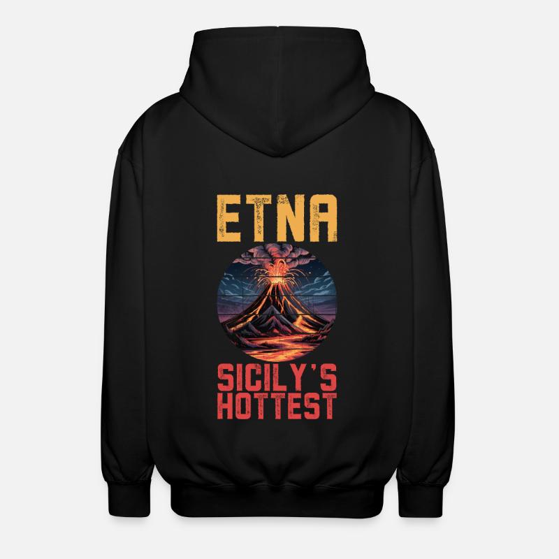 Etna Volcano Sicily - Unisex Hooded Jacket - black