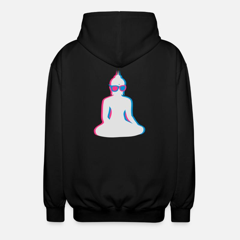 3D Buddha with 3D glasses - Unisex Hooded Jacket - black