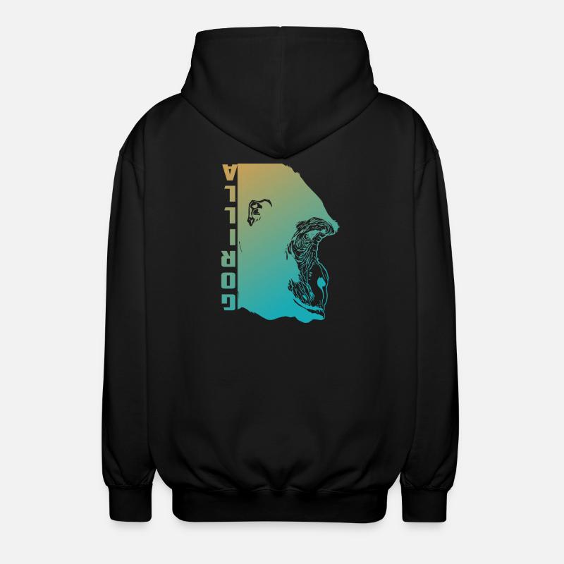 Gorilla Gesicht - Unisex Kapuzenjacke - Schwarz