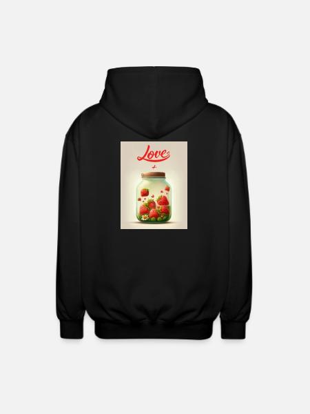 Erdbeeren im Liebesglas - Unisex Kapuzenjacke - Schwarz