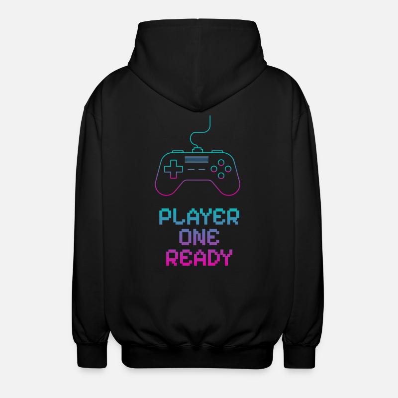 Neon Gaming Controller Design - Unisex Hooded Jacket - black