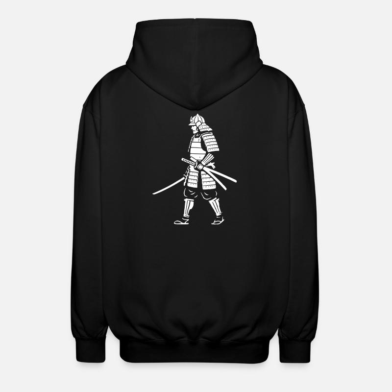 Samurai Krieger Gehend Rüstung Vektor - Unisex Kapuzenjacke - Schwarz
