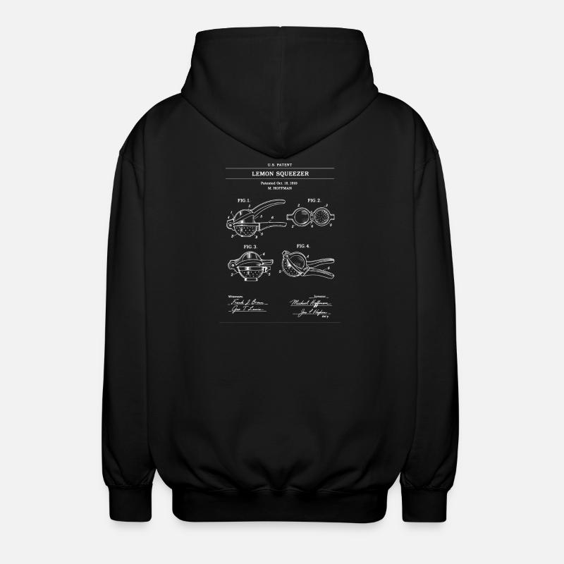 Lemon Squeezer Patentlinien-Kunst - Unisex Kapuzenjacke - Schwarz
