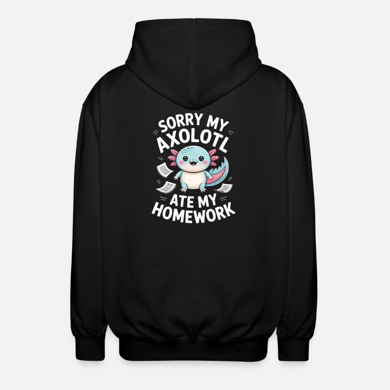 Axolotl Ate My Homework - Unisex Hooded Jacket - black