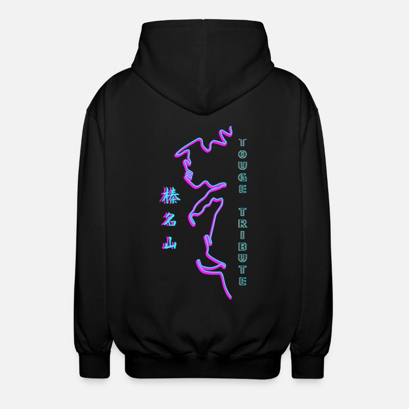 秋名 Akina Touge Synthwave - Unisex Kapuzenjacke - Schwarz