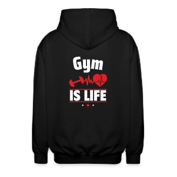 Krafttraining ist das Leben - Unisex Kapuzenjacke - Schwarz - Hinten - AI Model Male 185 light (185cm)