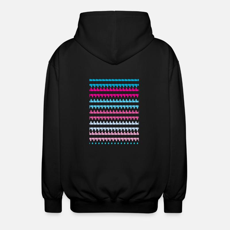 PINK BLUE HEARTS PATTERN - Unisex Hooded Jacket - black
