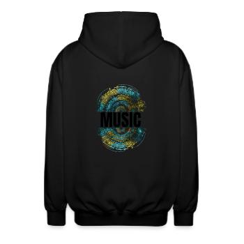 Music - Unisex Kapuzenjacke - Schwarz - Hinten - AI Model Male 185 light (185cm)
