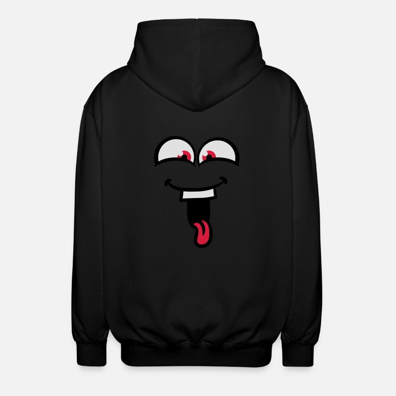 Laughing crazy fun tongue out - Unisex Hooded Jacket - black