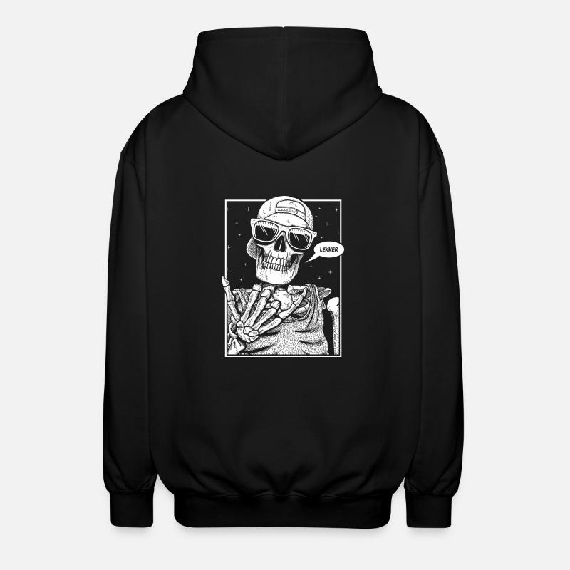 Lekker Skeleton White - Unisex Hooded Jacket - black
