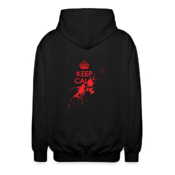 Keep Calm and ... Splatter, Blood, Halloween Shirt - Unisex Hooded Jacket - black - Back - AI Model Male 185 light (185cm)
