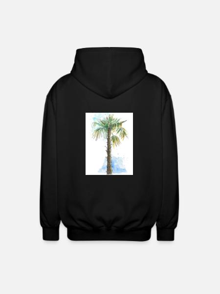 Palma mediterranea - Auarell Disegno a penna e inchiostro - Felpa unisex con cappuccio - nero