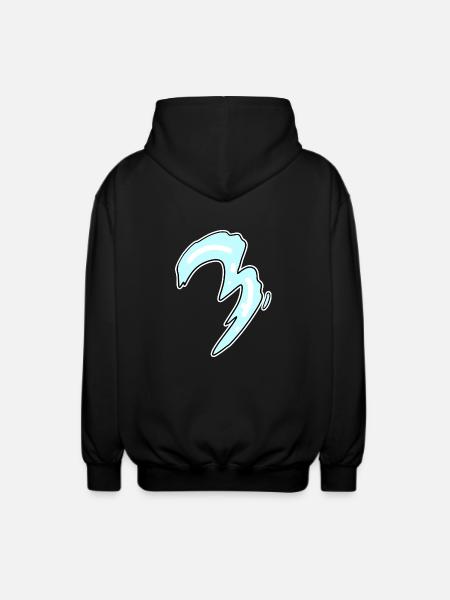 Tre - 3 - Nummer 3 - Nummer 3 - Unisex hættejakke. - sort