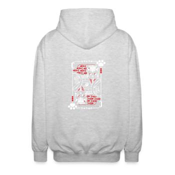 Katzen Karten Rücken - Unisex Kapuzenjacke - Hellgrau meliert - Hinten - AI Model Male 185 light (185cm)