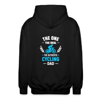 Authentic Cyclist Dad Father's Day - Unisex Hooded Jacket - black - Back - AI Model Male 185 light (185cm)