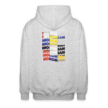 T-shirt effet texte vague Mondrian - Veste à capuche unisexe - gris clair chiné - Dos - AI Model Male 185 light (185cm)