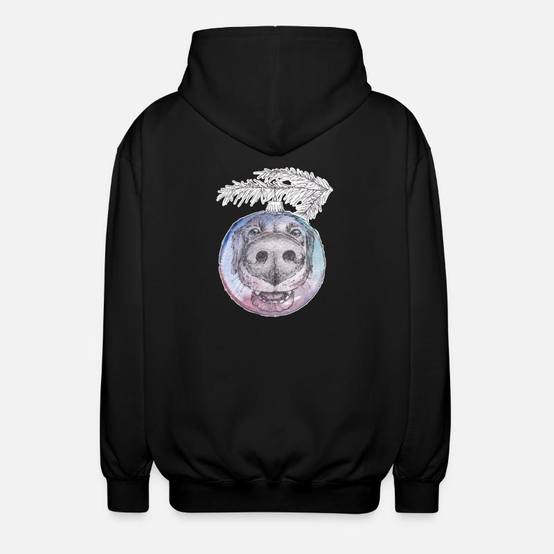 Weihnachtskugel Merry Christmas Hund - Unisex Kapuzenjacke - Schwarz