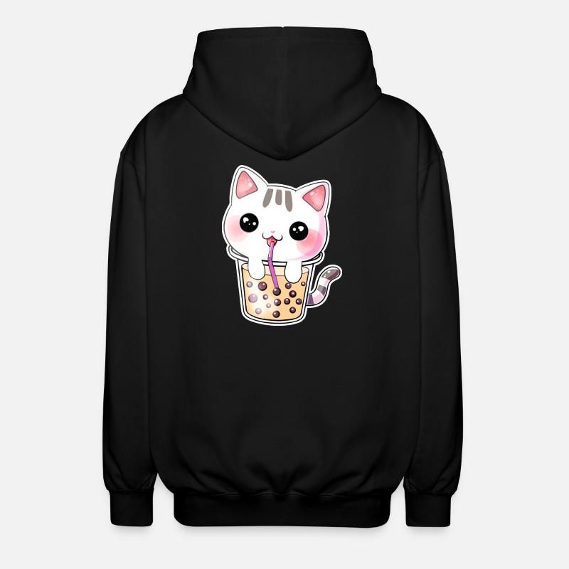 Kawaii Bubble Tea Chat - Veste à capuche unisexe - noir
