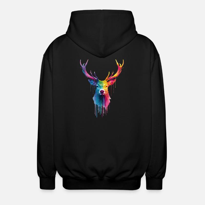 Hirsch Reh Geweih - Unisex Kapuzenjacke - Schwarz