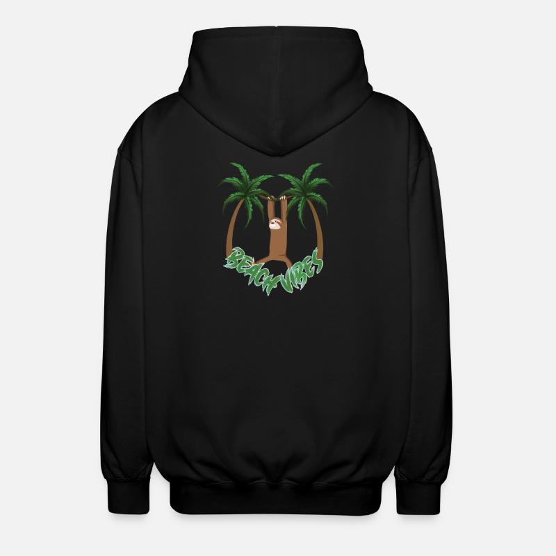 Beach Vibes Sloth - Unisex Kapuzenjacke - Schwarz