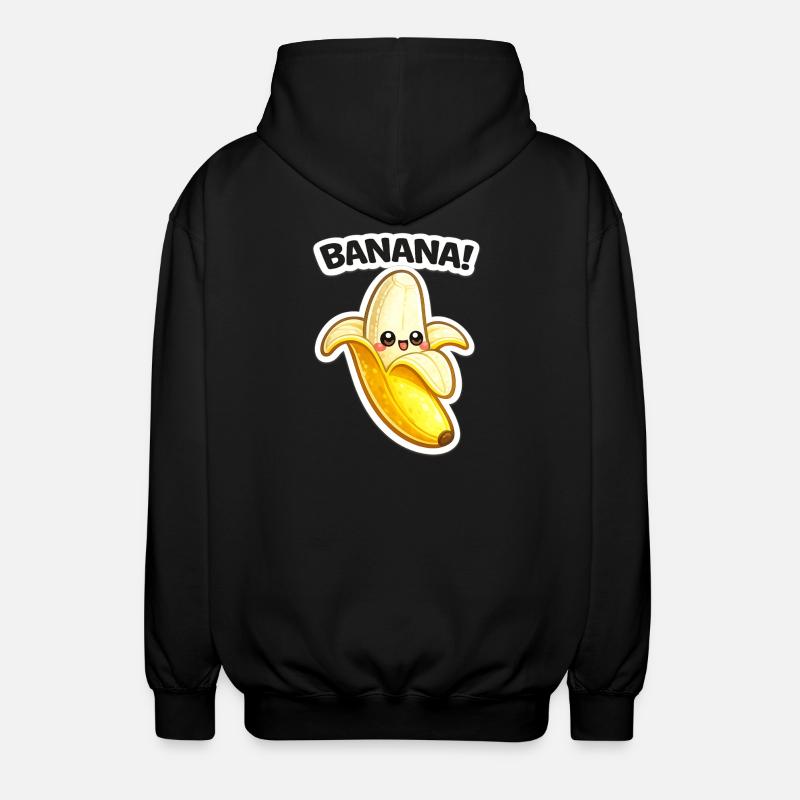 Impression de banane dessinée Kawaii - Veste à capuche unisexe - noir