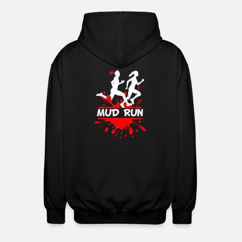 Mud Run Duo – Splash Runner Design - Unisex Kapuzenjacke - Schwarz