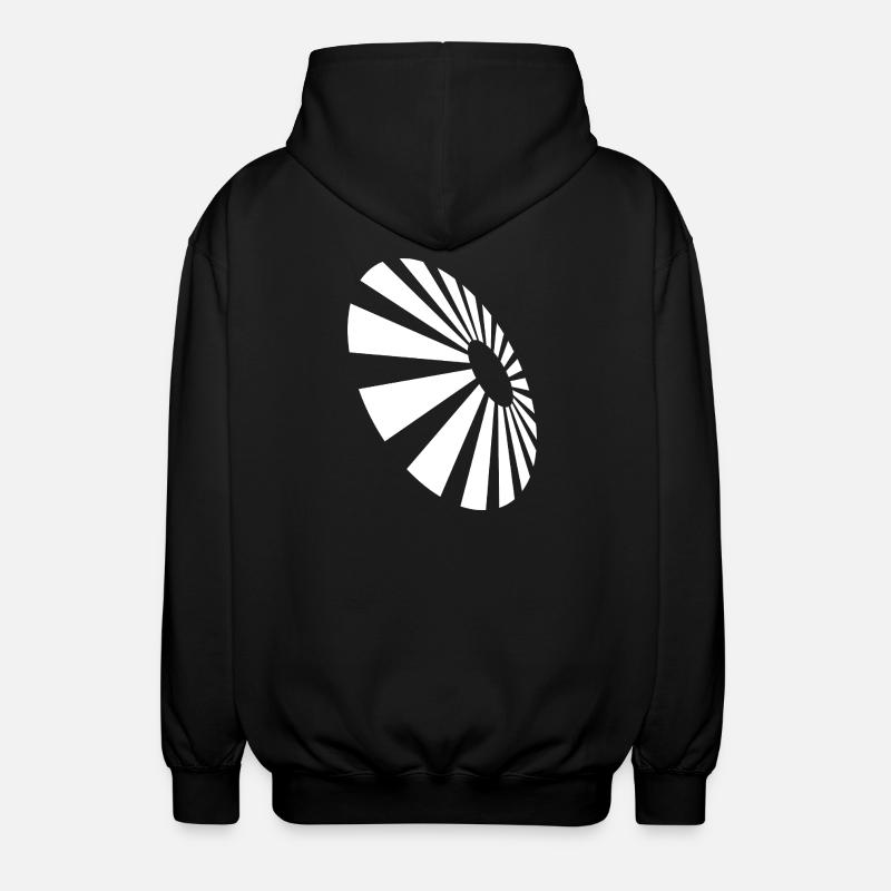 Spiral Fan Monochrome Pattern - Unisex Hooded Jacket - black
