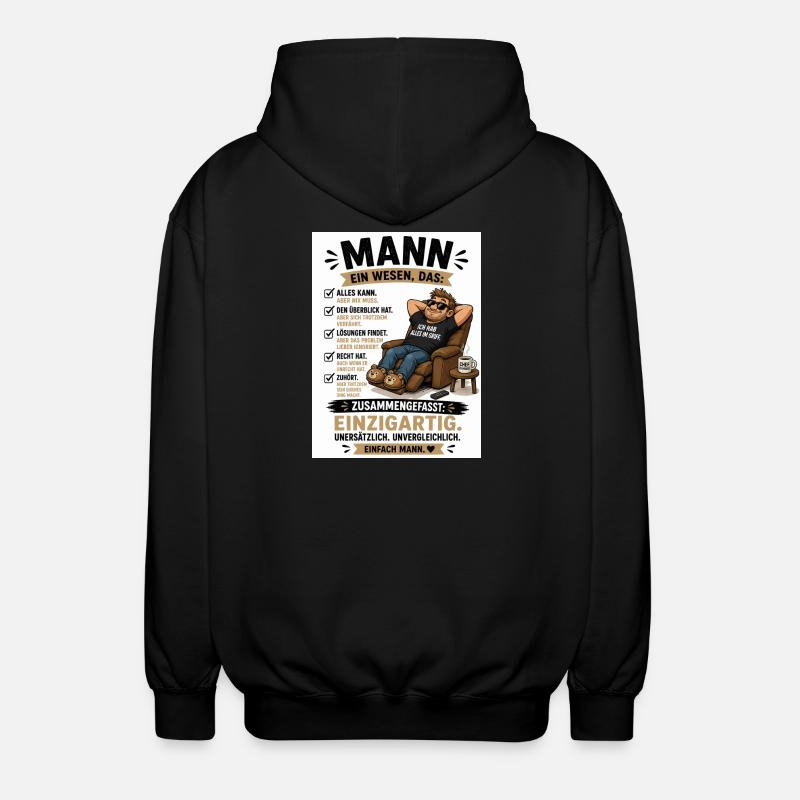 Mann: Einzigartig, unverwechselbar - Unisex Kapuzenjacke - Schwarz