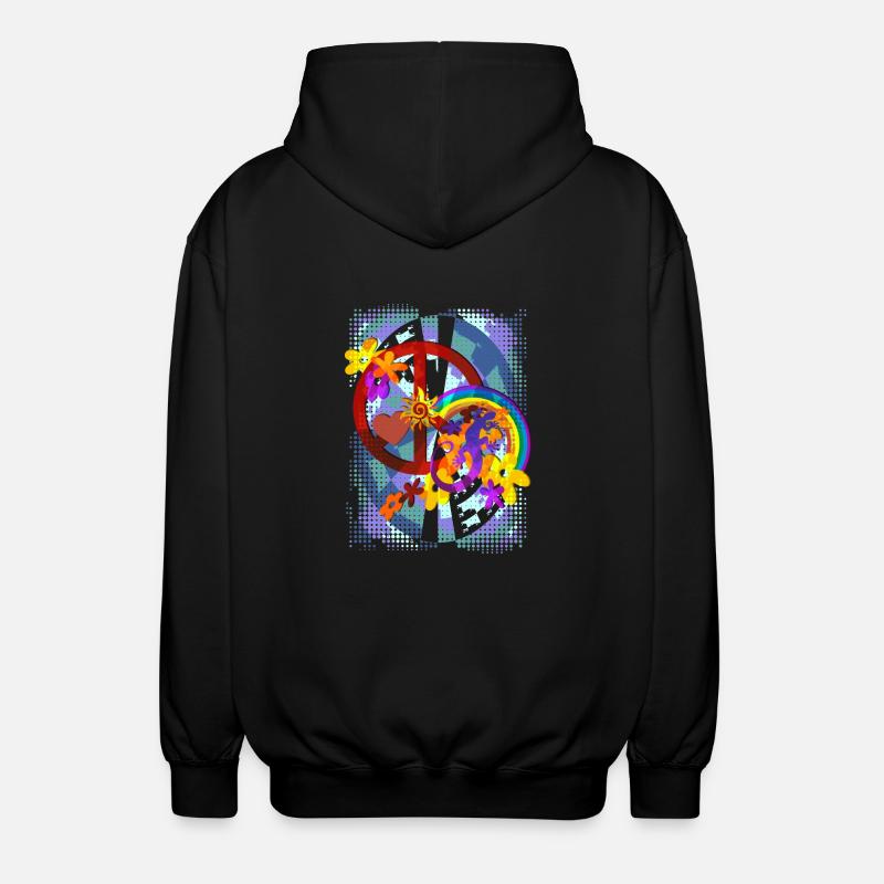FLOWER POWER abstract - Unisex Hooded Jacket - black
