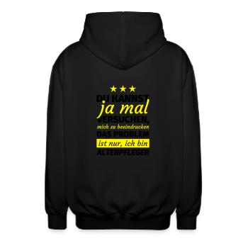 Altenpfleger Geschenk - Unisex Kapuzenjacke - Schwarz - Hinten - AI Model Male 185 light (185cm)