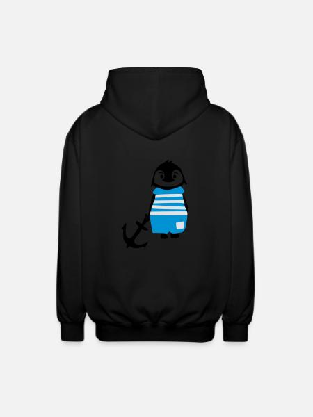 South pole penguin & anchor - Unisex Hooded Jacket - black