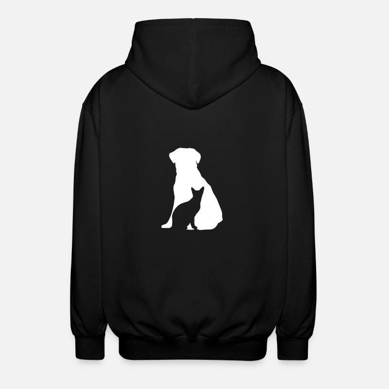 Hund und Katze - Unisex Kapuzenjacke - Schwarz