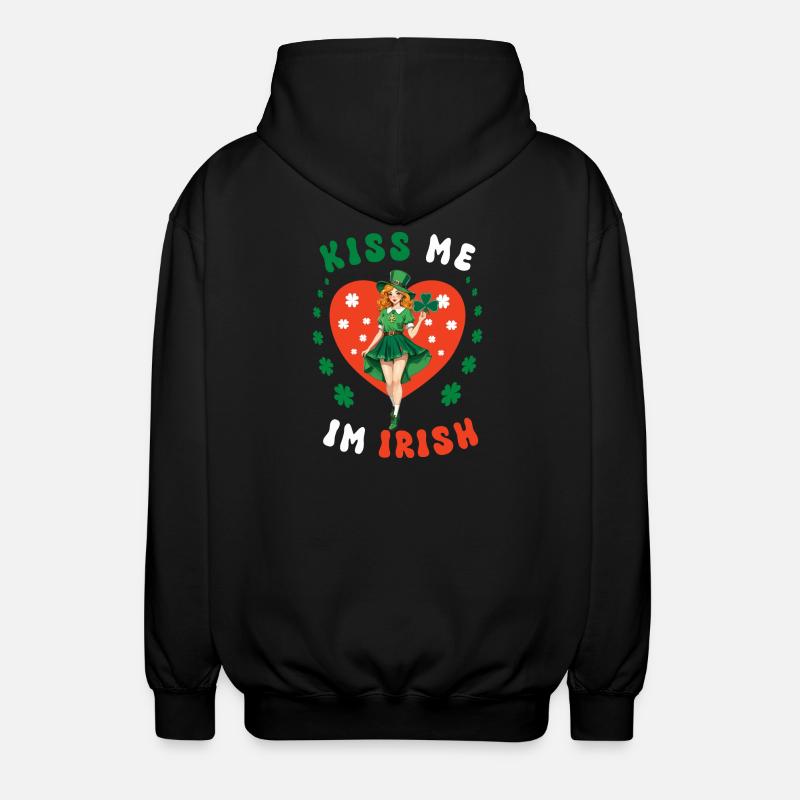 Küss mich, ich bin Irin - Unisex Kapuzenjacke - Schwarz