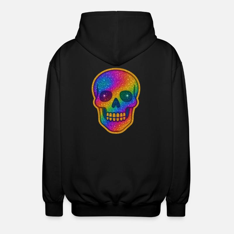 Rainbow Skull Glitter for Halloween - Unisex Hooded Jacket - black